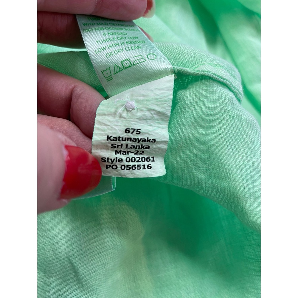 Lilly Pulitzer Sea View Green Linen Button Up Shirt Coastal Resort Preppy XL - Picture 15 of 15